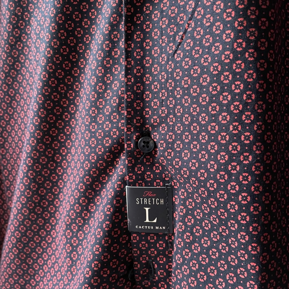Men’s Navy & Red Button Down Dress Shirt - Picture 2 of 5